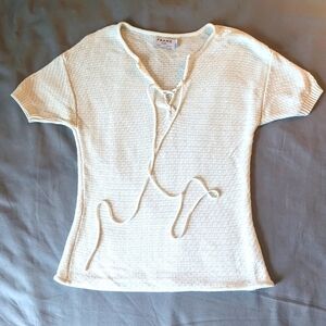 FRAME Knit Lace Up Top